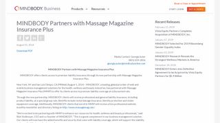MINDBODY Partners with Massage Magazine Insurance Plus