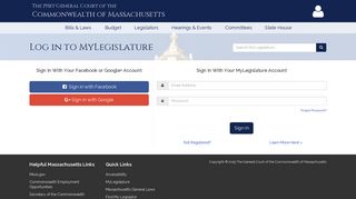 Log in to MyLegislature - Massachusetts Legislature