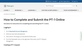 How to Complete and Submit the PT-1 Online | Mass.gov