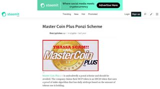 Master Coin Plus Ponzi Scheme — Steemit