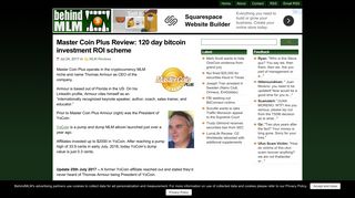 Master Coin Plus Review: 120 day bitcoin investment ROI scheme