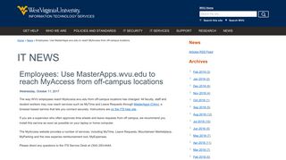 Employees: Use MasterApps.wvu.edu to reach MyAccess from off ...