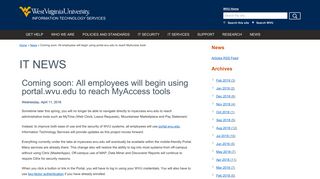 Coming soon: All employees will begin using portal.wvu.edu to reach ...