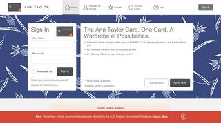 Ann Taylor Mastercard - Manage your account - Comenity