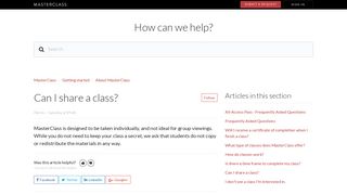 Can I share a class? – MasterClass