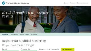 Students, register for Modified Mastering - MyLab & Mastering