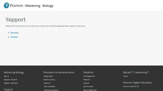 Support | Mastering Biology | Pearson - MyLab & Mastering