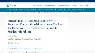 Standalone Access Card -- for Environment: The Science ... - Pearson