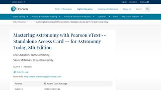 Chaisson & McMillan, Mastering Astronomy with Pearson eText ...