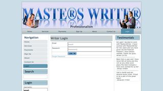 MastersWriter - Writer Login