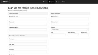 Sign Up for Mobile Asset Solutions - MasTrack