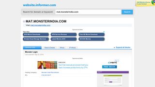 mat.monsterindia.com at WI. Monster Login - Website Informer