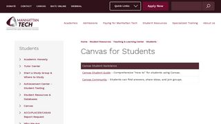 Canvas for Students | Manhattan Area Technical College