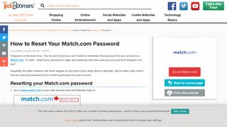 How to Reset a Match Password - Free Match.com Tutorials