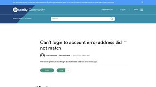 Can't login to account error address did not match - The Spotify ...
