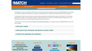 Login/Register Help - The Match, National Resident Matching Program