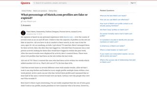 What percentage of Match.com profiles are fake or expired? - Quora