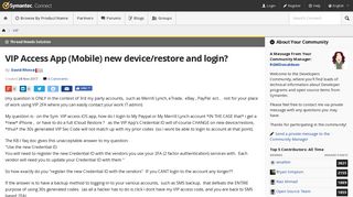 VIP Access App (Mobile) new device/restore and login? | Symantec ...