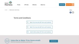 Terms and Conditions | Mater Prize Home