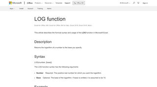 LOG function - Office Support