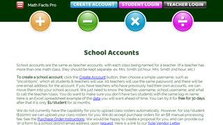 School Accounts for Math Fact Fluency | Math Facts Pro