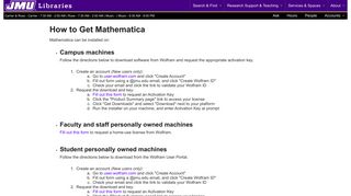 Mathematica Login Form | James Madison University Libraries