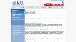 Math Forum website | Mathematical Association of America