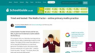 Tried and tested: The Maths Factor – online primary ... - School Guide