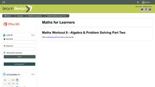 Maths for Learners: Maths Workout 8 - Algebra & Problem Solving Part ...