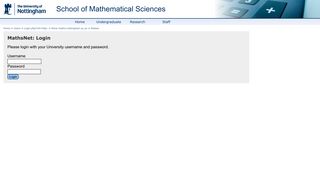 MathsNet: Login - School of Mathematical Sciences