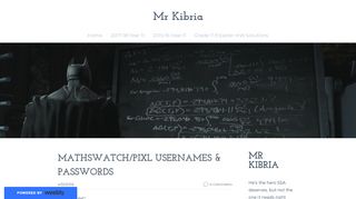 MATHSWATCH/PIXL USERNAMES & PASSWORDS - Mr Kibria