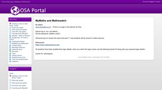 OSA Portal: MyMaths and Mathswatch