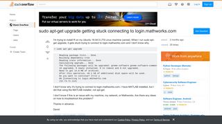 sudo apt-get upgrade getting stuck connecting to login.mathworks ...