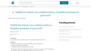 MathXL for School: Can a student retrieve a forgotten username or ...