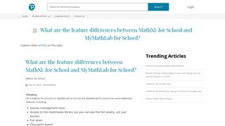 What are the feature differences between MathXL for School and ...