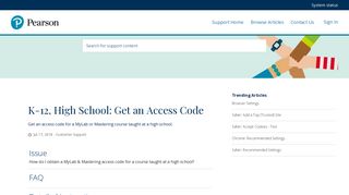 K-12, High School: Get an Access Code - Pearson Support