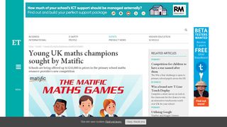 Young UK maths champions sought by Matific - Education Technology