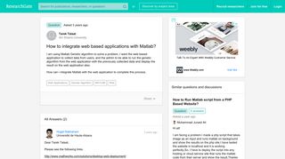 How to integrate web based applications with Matlab? - ResearchGate
