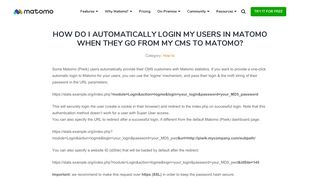 How do I automatically login my users in Matomo when they go from ...