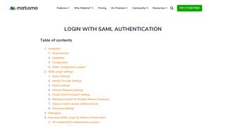 Login with SAML Authentication - Analytics Platform - Matomo
