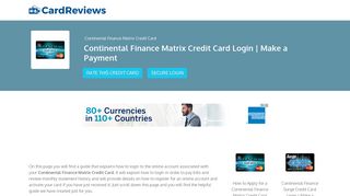 Continental Finance Matrix Credit Card Login | Make a Payment