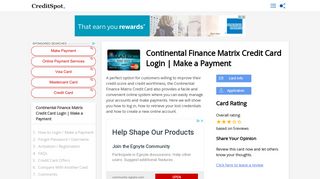 Continental Finance Matrix Credit Card Login | Make a Payment ...