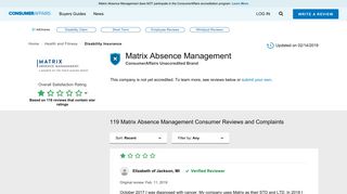 Top 118 Reviews and Complaints about Matrix Absence Management
