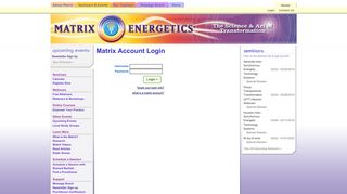 User Login Page - Matrix Energetics
