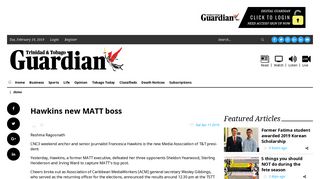 Hawkins new MATT boss - Trinidad Guardian