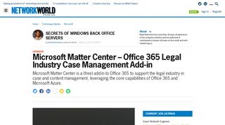 Microsoft Matter Center – Office 365 Legal Industry Case Management ...