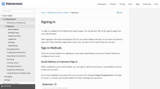 Signing in — Mattermost 5.7 documentation