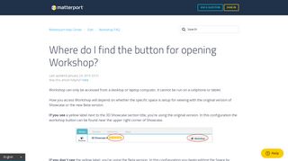 Where do I find the button for opening Workshop? – Matterport Help ...