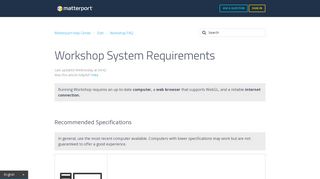 Workshop System Requirements – Matterport Help Center