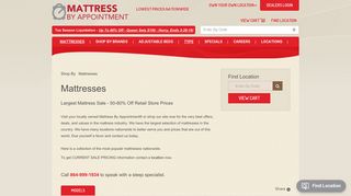 Most Popular Mattresses are on sale now at Mattress By Appointment.